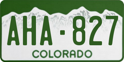 CO license plate AHA827