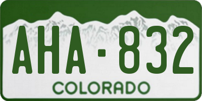 CO license plate AHA832