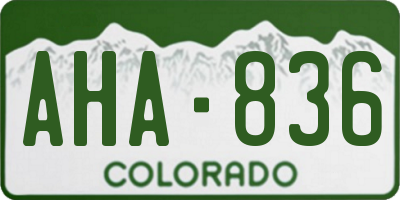 CO license plate AHA836