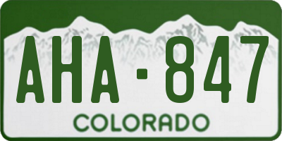 CO license plate AHA847