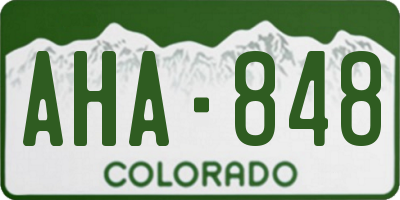 CO license plate AHA848