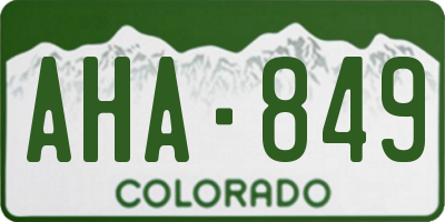 CO license plate AHA849