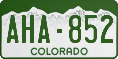 CO license plate AHA852