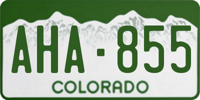 CO license plate AHA855