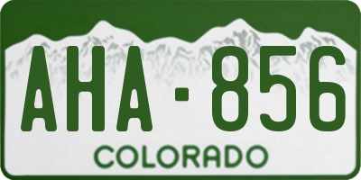 CO license plate AHA856