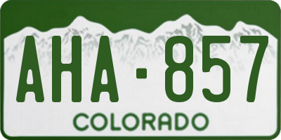 CO license plate AHA857