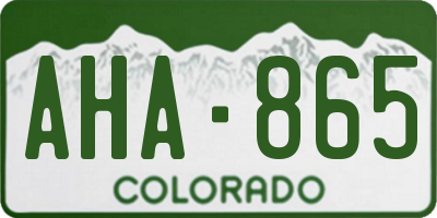CO license plate AHA865