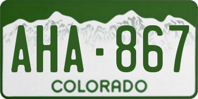CO license plate AHA867