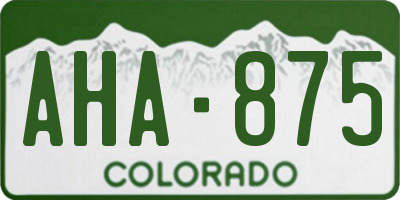 CO license plate AHA875