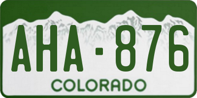 CO license plate AHA876