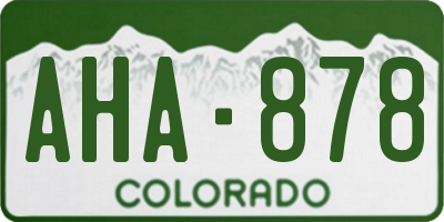CO license plate AHA878