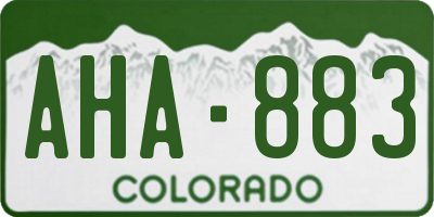 CO license plate AHA883