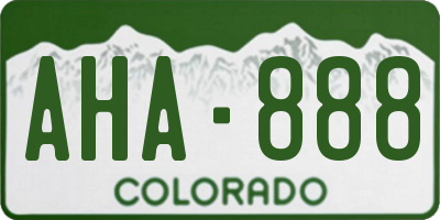 CO license plate AHA888