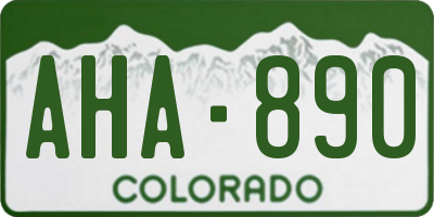 CO license plate AHA890