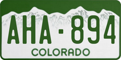 CO license plate AHA894