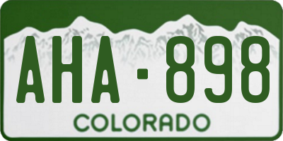 CO license plate AHA898