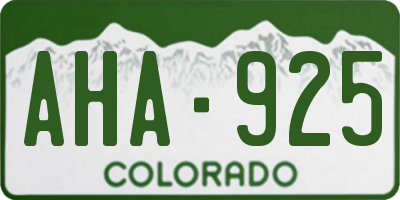 CO license plate AHA925