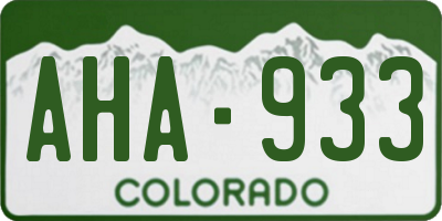 CO license plate AHA933