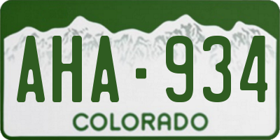 CO license plate AHA934