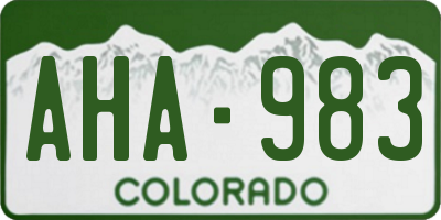 CO license plate AHA983