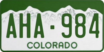 CO license plate AHA984