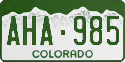 CO license plate AHA985