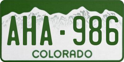 CO license plate AHA986
