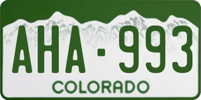 CO license plate AHA993