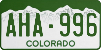 CO license plate AHA996
