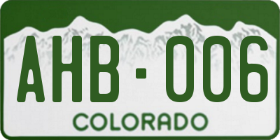 CO license plate AHB006