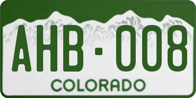 CO license plate AHB008