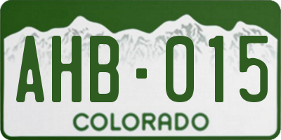 CO license plate AHB015