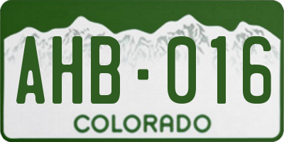 CO license plate AHB016