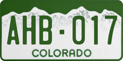 CO license plate AHB017