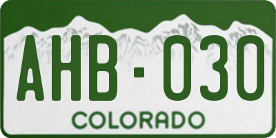 CO license plate AHB030