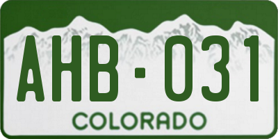 CO license plate AHB031
