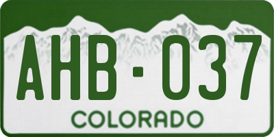 CO license plate AHB037