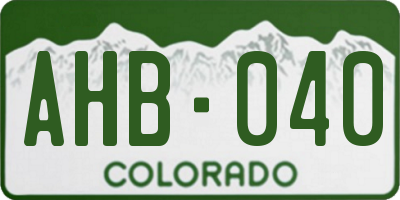 CO license plate AHB040