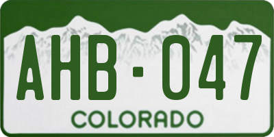 CO license plate AHB047