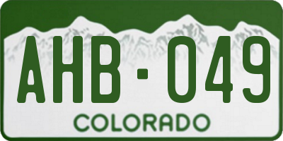 CO license plate AHB049