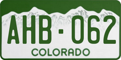 CO license plate AHB062