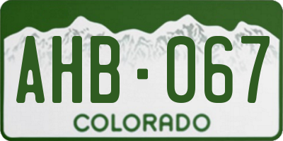 CO license plate AHB067