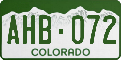 CO license plate AHB072