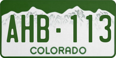 CO license plate AHB113