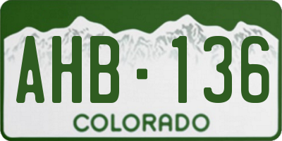 CO license plate AHB136