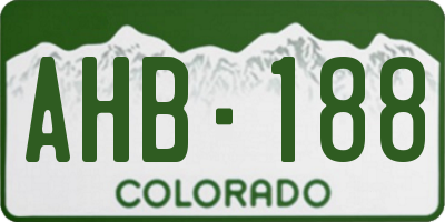 CO license plate AHB188