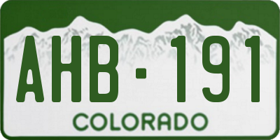 CO license plate AHB191