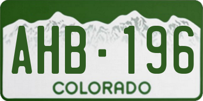 CO license plate AHB196