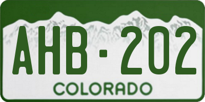 CO license plate AHB202