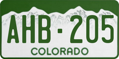 CO license plate AHB205